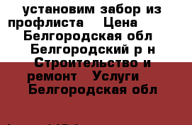 установим забор из профлиста  › Цена ­ 300 - Белгородская обл., Белгородский р-н Строительство и ремонт » Услуги   . Белгородская обл.